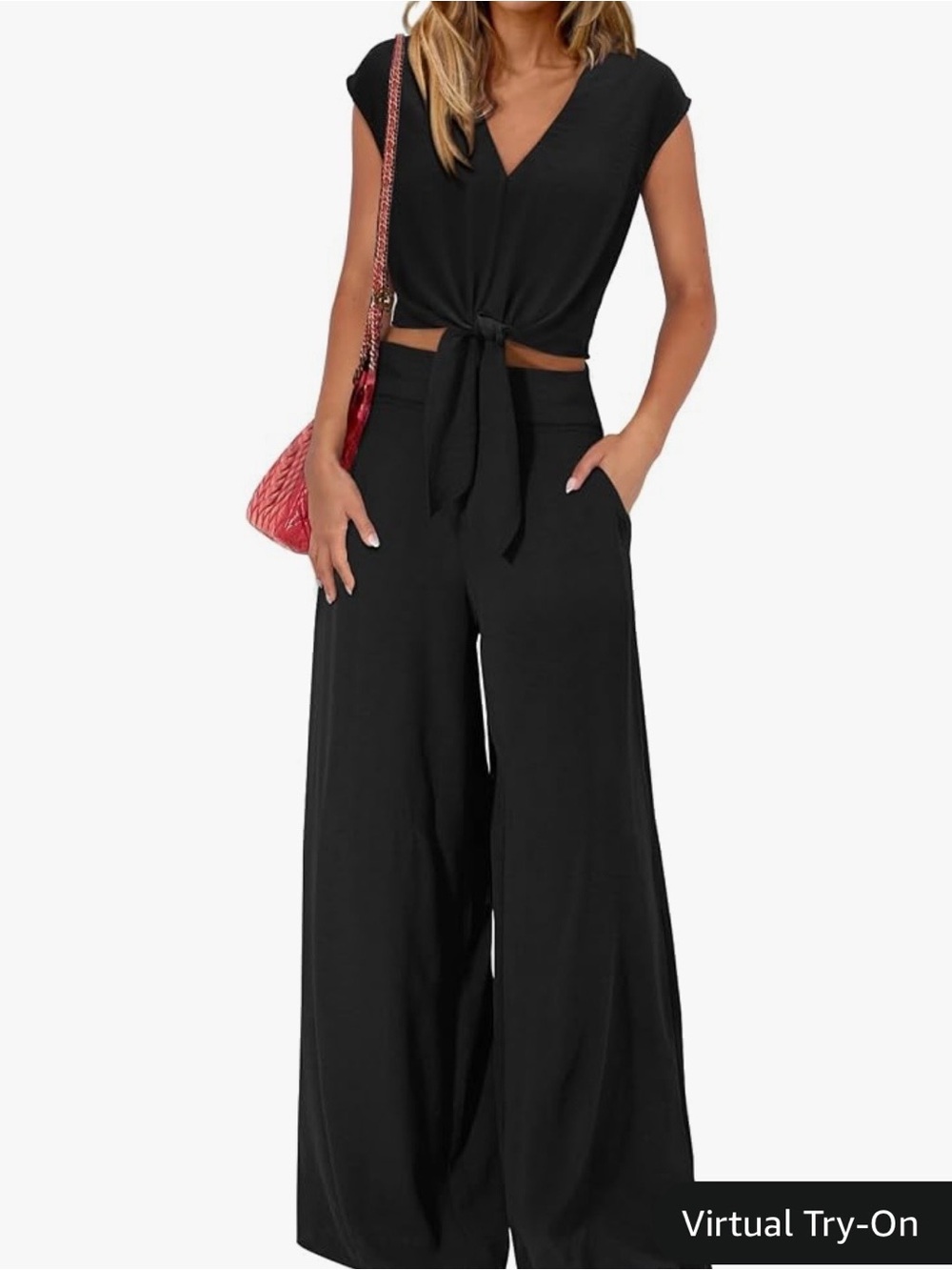 Women's Black Wide-Leg Jumpsuit